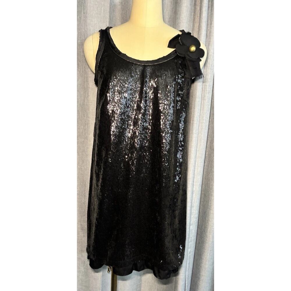 Hanii Y Black Sequin Mini Dress Korea K-pop Size 42 US SIZE 6